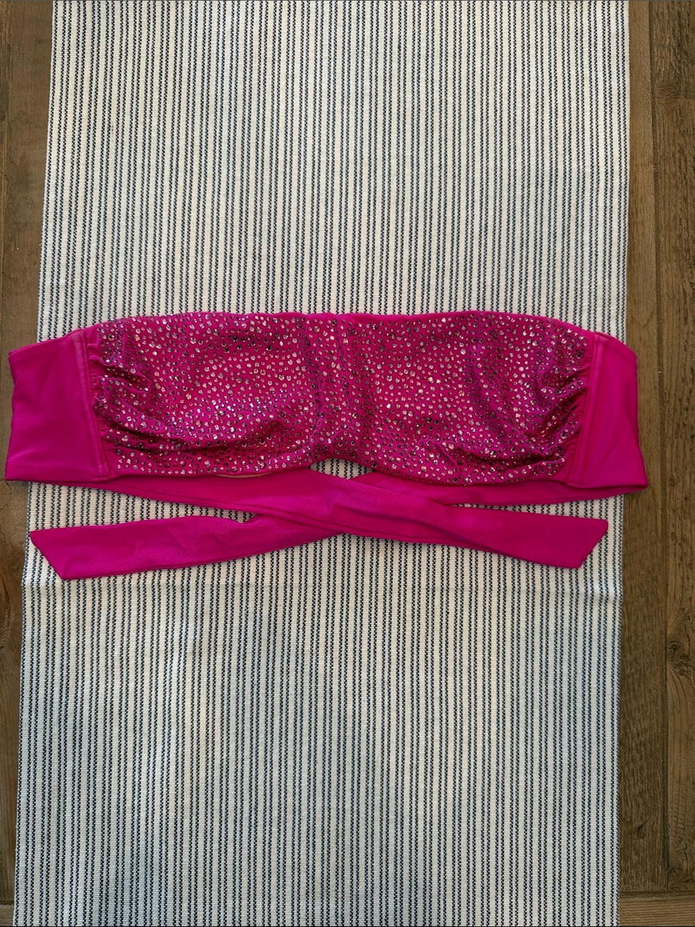 Victoria's Secret Hot Pink Bandeau Bikini Top with Rhinestones